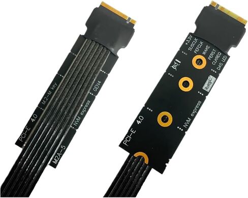 4.0 Extension Cable 64Gbps X4 90 Degree PCI-e 16X to M2 M.2 for SSD Riser Gen4 / 3 GPU Motherboard Extender CPU Wire(20cm) in Saudi Arabia