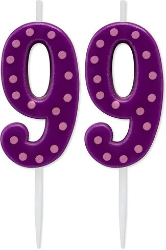 شمعة عيد ميلاد من ورق البردي رقم 9، منقط أرجواني (عدد واحد) in Kuwait