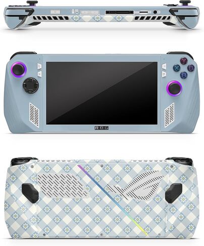 Zoomhitskins متوافق مع Asus Ally Rog X (2024) Skin ، القماش القطني الكلاسيكي مخطط لطيف Kawaii Princess الأزرق الزهور الصغيرة ديزي أبيض ، ملصق فينيل 3M متين ، مصنوع في الولايات المتحدة الأمريكية in Kuwait