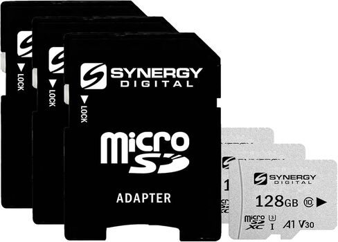 Synergy Digital 128GB Micro SDXC Secure Digital UHS-I Memory Cards, Compatible with HTC BOPGE100 Cell Phone - Class 10, U3, 100MB/s, 300 Series - Pack of 3 in Saudi Arabia
