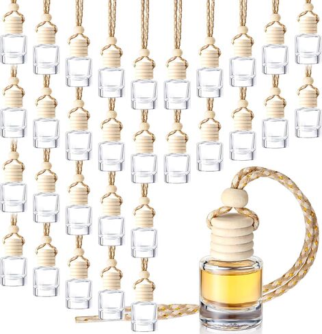 Zubebe 500 Pcs Hanging Car Aromatherapy Diffusers Glass Perfume Bottle Bulk Clear Empty Refillable Air Freshener for Pendant Perfume Essential Oil Fragrance Car Interior Decoration (Cylindrical) in Saudi Arabia