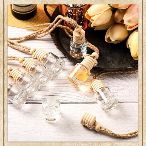Zubebe 500 Pcs Hanging Car Aromatherapy Diffusers Glass Perfume Bottle Bulk Clear Empty Refillable Air Freshener for Pendant Perfume Essential Oil Fragrance Car Interior Decoration (Cylindrical) in Saudi Arabia