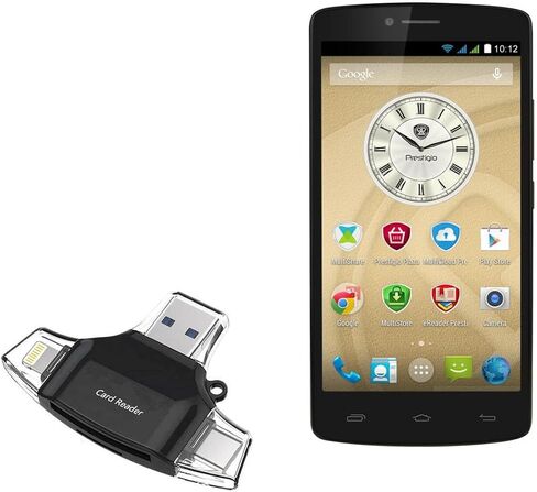 BoxWave Smart Gadget Compatible with Prestigio MultiPhone 5550 Duo - AllReader SD Card Reader, microSD Card Reader SD Compact USB - Jet Black in Saudi Arabia