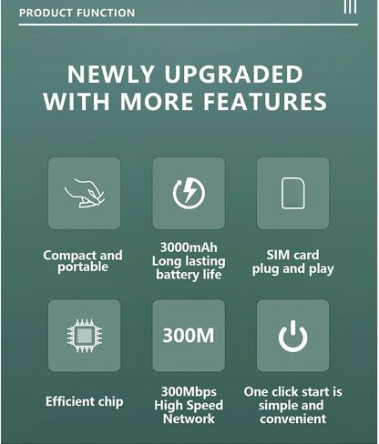 Router 4G LTE ، نقطة اتصال محمول لاسلكية 300 ميجا بريتنيات مع فتحة بطاقة SIM لـ 10 أجهزة ، بطارية 3000 مللي أمبير في الساعة 300 تغطية in Kuwait