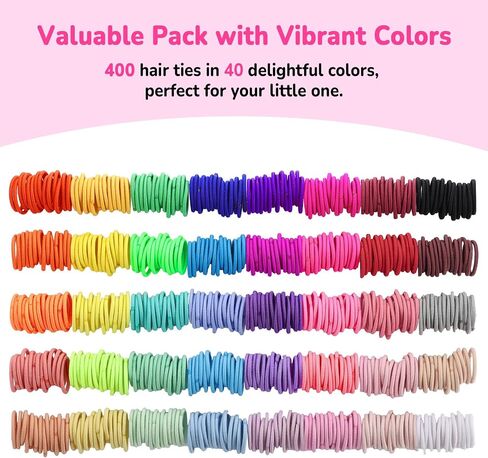 Baby Hair Bands, 336Pcs Small Elastic Hair Bands for Girls, Tiny Colorful Ponytail Holders Hair Tie for Baby Hair, Funtopia Colorful Hair Ties No damage with Organizer Box for Kids Infants Toddlers in Kuwait