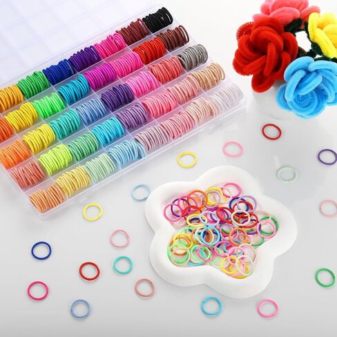 Baby Hair Bands, 336Pcs Small Elastic Hair Bands for Girls, Tiny Colorful Ponytail Holders Hair Tie for Baby Hair, Funtopia Colorful Hair Ties No damage with Organizer Box for Kids Infants Toddlers in Kuwait