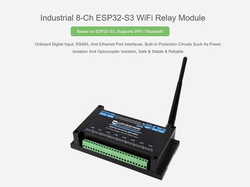 وحدة ترحيل WiFi الصناعية 8-CH ESP32-S3 ، على متن RS485 ، المدخلات الرقمية ، التتابع ، ميناء Ethernet ودوائر حماية العزل المتعددة ، يدعم RS485 و Bluetooth/WiFi عن بعد in Saudi Arabia