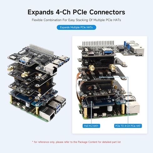 تدعم لوحة توسيع PCIE FFC ذات أربع قنوات ، مصممة لـ Raspberry PI 5 ، تكديس وحدات قبعة PCIE المتعددة in Saudi Arabia