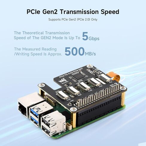 تدعم لوحة توسيع PCIE FFC ذات أربع قنوات ، مصممة لـ Raspberry PI 5 ، تكديس وحدات قبعة PCIE المتعددة in Saudi Arabia