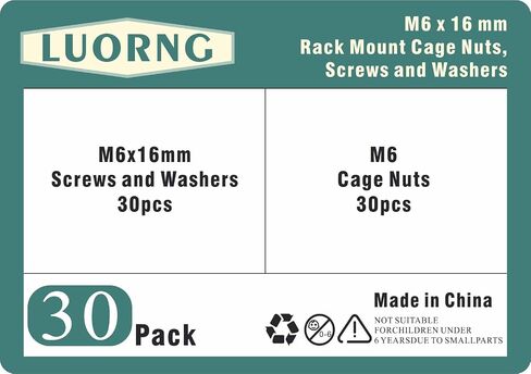 30 Sets M6x16mm Rack Mount Clip on Nut Screw Washer Suitable for Server/Network Cabinet/Audio Equipment Enclosures in Saudi Arabia