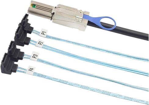 0.5M HD SFF-8088 26P Male to 4 SATA 7Pin Female 90 Degree Cable in Saudi Arabia