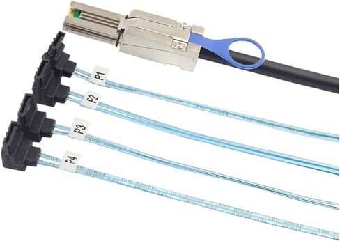 0.5M HD SFF-8088 26P Male to 4 SATA 7Pin Female 90 Degree Cable in Saudi Arabia