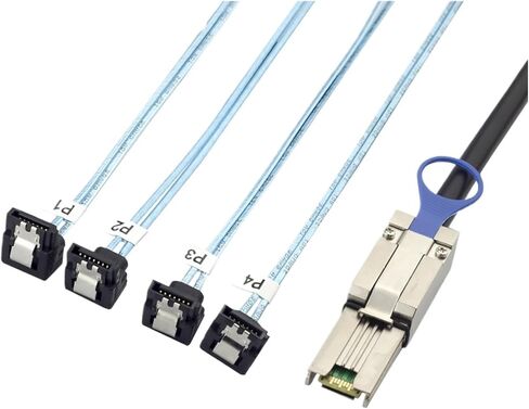 0.5M HD SFF-8088 26P Male to 4 SATA 7Pin Female 90 Degree Cable in Saudi Arabia