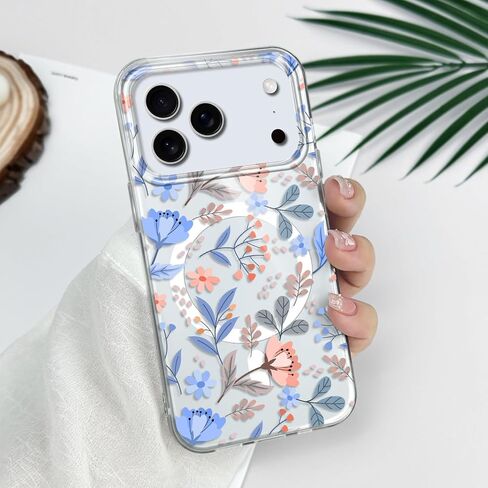 بالنسبة إلى iPhone 17 Case ، فولت مغناطيسي رفيع شفاف متوافق مع Magsafe لتغطية هاتف iPhone 17 6.3 بوصة ، زهور الخط in Saudi Arabia