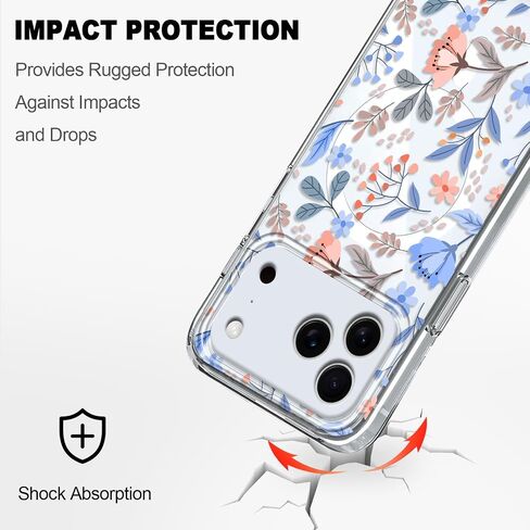 بالنسبة إلى iPhone 17 Case ، فولت مغناطيسي رفيع شفاف متوافق مع Magsafe لتغطية هاتف iPhone 17 6.3 بوصة ، زهور الخط in Saudi Arabia