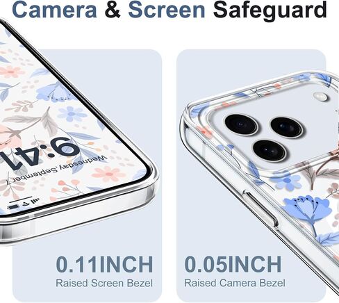 بالنسبة إلى iPhone 17 Case ، فولت مغناطيسي رفيع شفاف متوافق مع Magsafe لتغطية هاتف iPhone 17 6.3 بوصة ، زهور الخط in Saudi Arabia