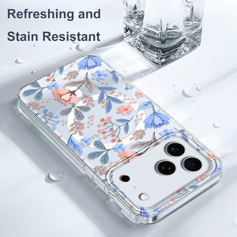 بالنسبة إلى iPhone 17 Case ، فولت مغناطيسي رفيع شفاف متوافق مع Magsafe لتغطية هاتف iPhone 17 6.3 بوصة ، زهور الخط in Saudi Arabia