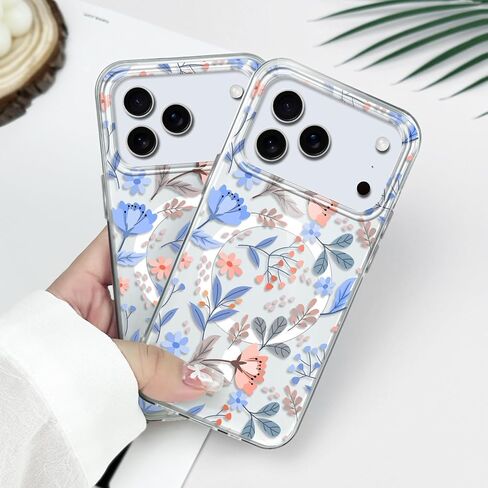 بالنسبة إلى iPhone 17 Case ، فولت مغناطيسي رفيع شفاف متوافق مع Magsafe لتغطية هاتف iPhone 17 6.3 بوصة ، زهور الخط in Saudi Arabia