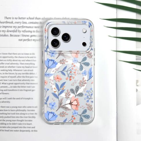 بالنسبة إلى iPhone 17 Case ، فولت مغناطيسي رفيع شفاف متوافق مع Magsafe لتغطية هاتف iPhone 17 6.3 بوصة ، زهور الخط in Saudi Arabia