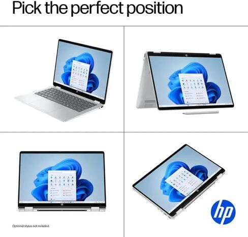 HP OmniBook 5 Flip 2-in-1 Laptop / 14" 1920x1200 Touchscreen / 10 Cores Intel 7 150U / Intel Graphics / 16GB LPDDR5 512GB NVMe SSD/Backlit Keyboard Wi-Fi 6E / Win11 Pro/Glacier Silver in Saudi Arabia