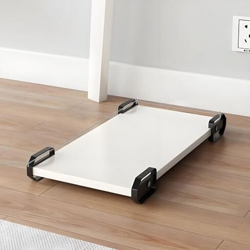 Sturdy Bamboo Mobile CPU Stand with 4 Caster Wheels, Portable Under Desk Computer Tower Holder for Home & Office Use, Space-Saving PC Organizer in Saudi Arabia