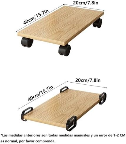 Sturdy Bamboo Mobile CPU Stand with 4 Caster Wheels, Portable Under Desk Computer Tower Holder for Home & Office Use, Space-Saving PC Organizer in Saudi Arabia