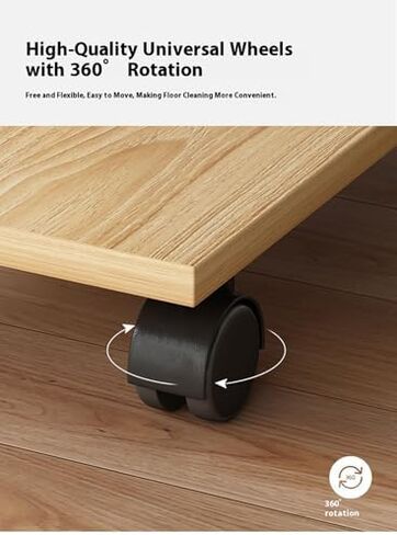 Sturdy Bamboo Mobile CPU Stand with 4 Caster Wheels, Portable Under Desk Computer Tower Holder for Home & Office Use, Space-Saving PC Organizer in Saudi Arabia