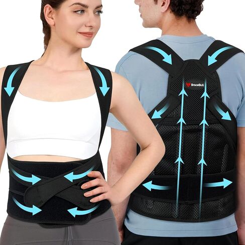 Posture Corrector for Men and Women,Upper Back Brace with Adjustable Shoulder Straps, Comfortable Posture Support for Daily Use, Discreet Fit Under Clothes (Extra Large 37.8-46.9‘’) in Kuwait