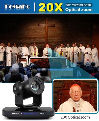 FOMAKO 12G-SDI 4K 60FPS 20X NDI PTZ Camera ، 20x Zoom Optical ، 4KP60 AI Auto-Tracking Gen 3 ، من أجل التطبيب عن بعد مثل الاستشارات عن بُعد ، والتوجيه الجراحي ومراقبة البث المباشر (K820SX2+M3+KC608) in Saudi Arabia