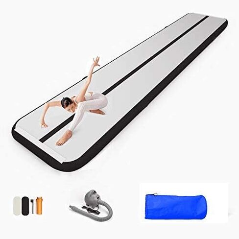 EZ GLAM 10ft/13ft/16ft/20ft حصيرة هوائية قابلة للنفخ للجمباز مع مضخة هواء كهربائية للتشجيع/التمرين/الشاطئ/الحديقة/الاستخدام المنزلي in Kuwait