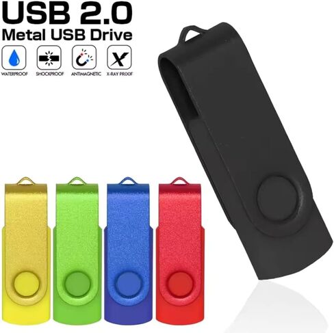 مخصص USB Thumb Drive 100 Pack ، محرك أقراص فلاش USB مخصصة لهدايا الشركات ، 360 درجة من تصميم دوارة ، متوفر بعشرة ألوان (128 ميجابايت ، مع صندوق حديدي) in Kuwait