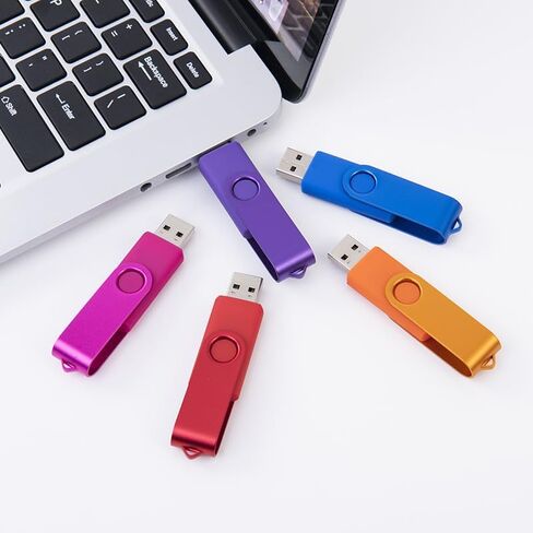 مخصص USB Thumb Drive 100 Pack ، محرك أقراص فلاش USB مخصصة لهدايا الشركات ، 360 درجة من تصميم دوارة ، متوفر بعشرة ألوان (128 ميجابايت ، مع صندوق حديدي) in Kuwait