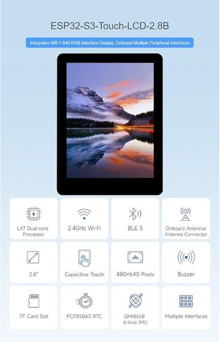 waveshare ESP32-S3 2.8inch Display Development Board 240×320 Pixels IPS LCD Display,Supports WiFi & Bluetooth,32-Bit LX7 Dual-Core Processor in Saudi Arabia