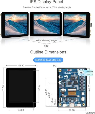 waveshare ESP32-S3 2.8inch Display Development Board 240×320 Pixels IPS LCD Display,Supports WiFi & Bluetooth,32-Bit LX7 Dual-Core Processor in Saudi Arabia