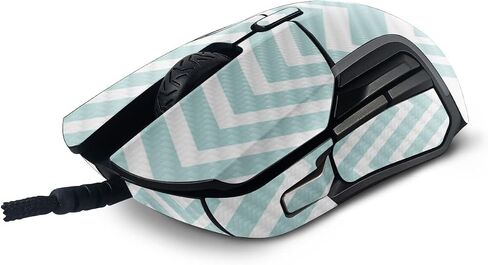 Mayyskins Carbon Carbon Confiber Compatived مع منافسة الفولاذ 5 Gaming Mouse - Aqua Chevron | واقي ، دائم من ألياف الكربون المحكم | من السهل تطبيق وتغيير الأنماط | صنع في الولايات المتحدة in Saudi Arabia