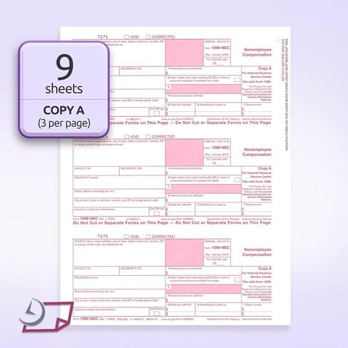NextDayLabels - نماذج 1099-NEC لعام 2023، نماذج ضريبية مكونة من 4 أجزاء، مجموعة بائع مكونة من 50 نموذج ليزر و50 ظرفًا ذاتي الختم، نماذج مصممة لـ QuickBooks وTFP وبرامج المحاسبة الأخرى in Kuwait