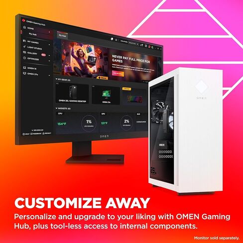 HP. Omen 25L GT15 Gaming Desktop Computer-Gen Gen INTEL CORE I9-14900KF معالج 24-CORE ، 64GB DDR5 RAM ، 1TB NVME SSD + 2TB HDD ، GEFORCE RTX 5060 TI 8GB Graphics ، Window 11 Pro ، Windows 11 in Saudi Arabia