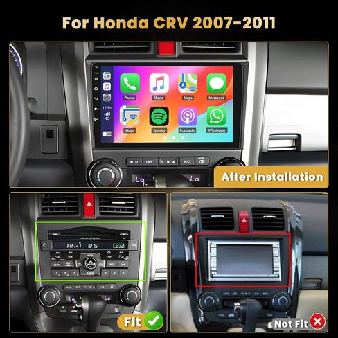 ستيريو سيارة Hikity لسيارة Honda CRV 2007-2011 راديو مع Apple Carplay Android Auto 9 بوصة HD شاشة تعمل باللمس بلوتوث/FM/كاميرا احتياطية in Kuwait