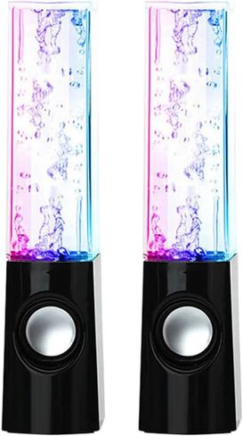 مكبرات الصوت الملونة LED Fountain Sweeto صوت ستيريو للهواتف الذكية للكمبيوتر الشخصي وجهاز الكمبيوتر المحمول للحفلات واستخدام المنزل الأسود in Kuwait
