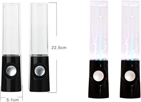 مكبرات الصوت الملونة LED Fountain Sweeto صوت ستيريو للهواتف الذكية للكمبيوتر الشخصي وجهاز الكمبيوتر المحمول للحفلات واستخدام المنزل الأسود in Kuwait