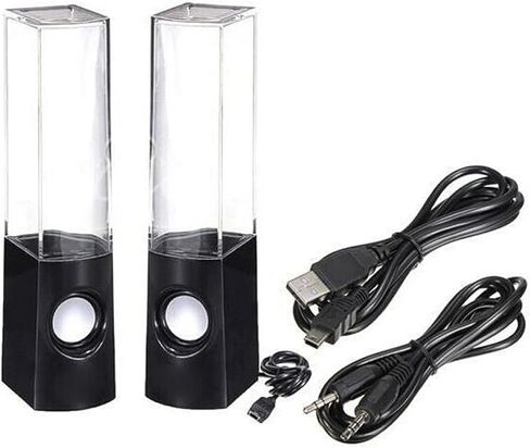 مكبرات الصوت الملونة LED Fountain Sweeto صوت ستيريو للهواتف الذكية للكمبيوتر الشخصي وجهاز الكمبيوتر المحمول للحفلات واستخدام المنزل الأسود in Kuwait