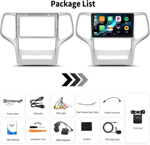 [2+32G] Android 11 Car Stereo for Jeep Grand Cherokee WK 2008-2013 with Wireless Apple Carplay&Android Auto,9 Inch Car Radio with Bluetooth FM/RDS Radio WiFi GPS Navigation Dual USB+AHD Backup Camera in Saudi Arabia