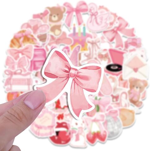 50pcs ملصقات coquette ملصق جمالي وردي حزمة ملصقات رقيقة الرصيف للفتيات الوردي ملصقات فينيل المحمول ملصقات مقاومة للماء الملصقات الجمالية in Kuwait