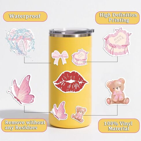 50pcs ملصقات coquette ملصق جمالي وردي حزمة ملصقات رقيقة الرصيف للفتيات الوردي ملصقات فينيل المحمول ملصقات مقاومة للماء الملصقات الجمالية in Kuwait