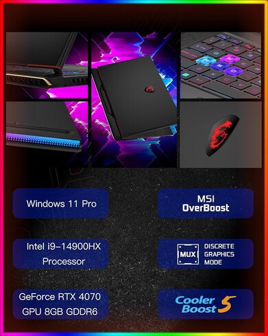 MSI RAIDER GE68HX GAMING LAPTOP-Intel I9-14900HX (تصل إلى 5.8 جيجاهرتز) ، Geforce RTX 4070 ، 16 " in Saudi Arabia