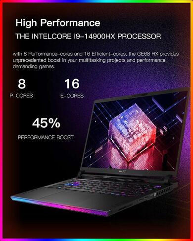 MSI RAIDER GE68HX GAMING LAPTOP-Intel I9-14900HX (تصل إلى 5.8 جيجاهرتز) ، Geforce RTX 4070 ، 16 " in Saudi Arabia