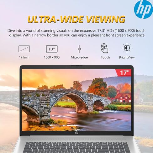 HP 2025 17.3 شاشة تعمل باللمس كمبيوتر الكمبيوتر المحمول ، 17 بوصة شاشة تعمل باللمس المحمول ، AMD Ryzen 5 (6-CORES) ، 40 جيجابايت من ذاكرة الوصول العشوائي 1.5 تيرابايت (1 تيرابايت SSD+512GB in Kuwait