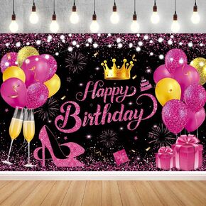 Yinqin 180x120 cm Glitter Black Purple Golden Happy Birthday Party Photo Photo Photo خلفيات القماش 71x47 بوصة in Kuwait
