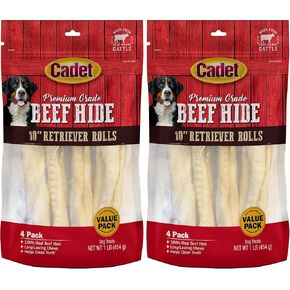 Cadet Premium Grade Beef Hide for Dogs, Rawhide Long Lasting Dog Chews, Chips, Curls & Rolls for Small/Medium/Large Dogs in Kuwait