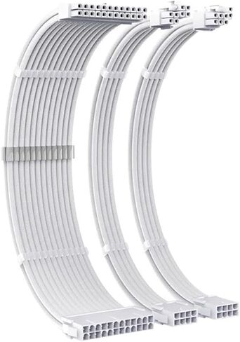SU Extension Cable Motherboard ATX 24PIN GPU PCI-E 6+2PIN 8PIN CPU EPS 4+4PIN 3IN1 KIT 18AWG 300MM POWER SLOT مع كومز (أبيض نقي) in Saudi Arabia